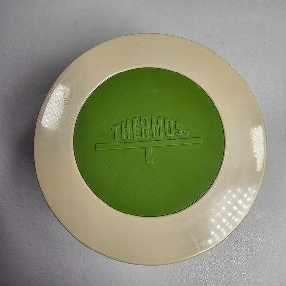 Vintage Thermos 8oz Insulated Soup Jar Container King Seeley 1155 Tan / Green - Picture 2 of 8